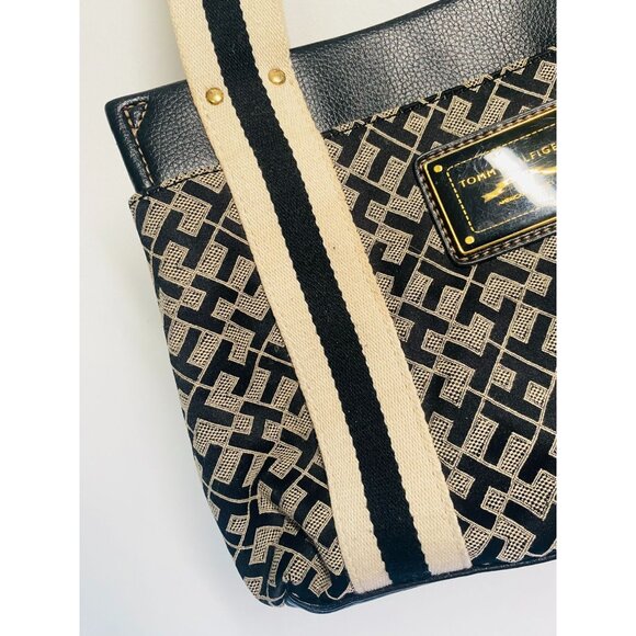 Tommy Hilfiger Black & Ivory Canvas Tote Bag - Picture 4 of 15